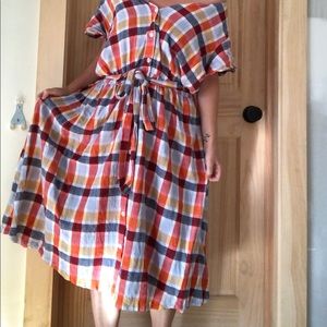 SOLD! Gingham linen cotton dress